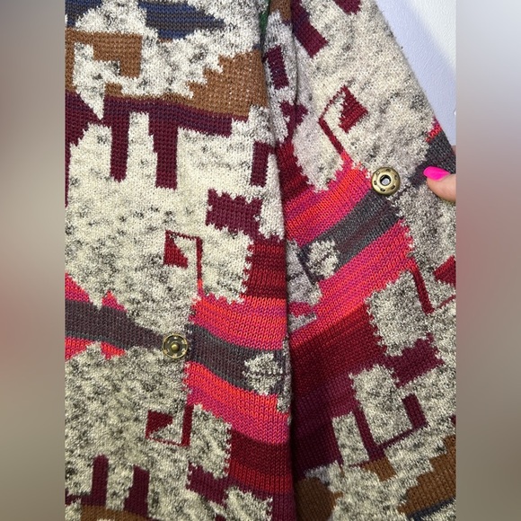 Cecilia Prado Multicolor Boho Aztec snap Kimono with Fringe - Picture 6 of 7